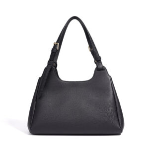 front of Pebble Vegan Leather Shoulder Bag with Adjustable Handle Buckle XL526 black
