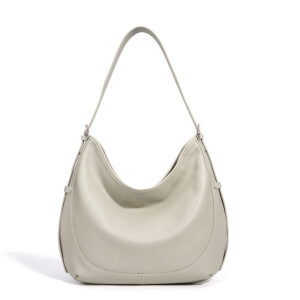 front of Vegan Leather Hobo Bag with Adjustable Strap XL513 offwhite