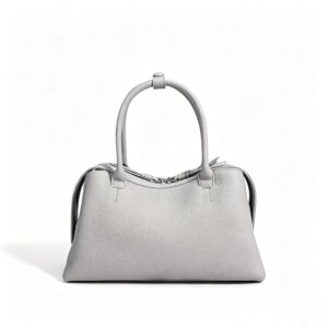 front of Vegan Leather Medium Boston Bag with Double zipper Closure XL508 Grey