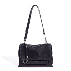 Front of Black Nylon Utility Messenger Bag XL641