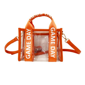 Front of Game Day Clear Mini Tote Stadium Approved PVC Crossbody Bag Orange