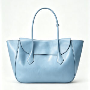 Front of Minimalist Winged Vegan Leather Flap Shoulder Bag Y218 Blue