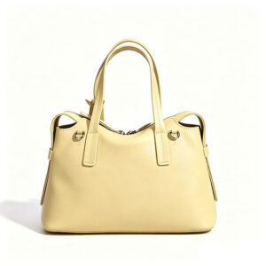 Front of Soft Smooth Genuine Leather Tote Bag XL579a Yellow