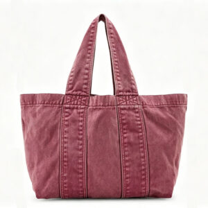 Front of Vintage Washed Canvas Large Shopping Tote Bag Mauve